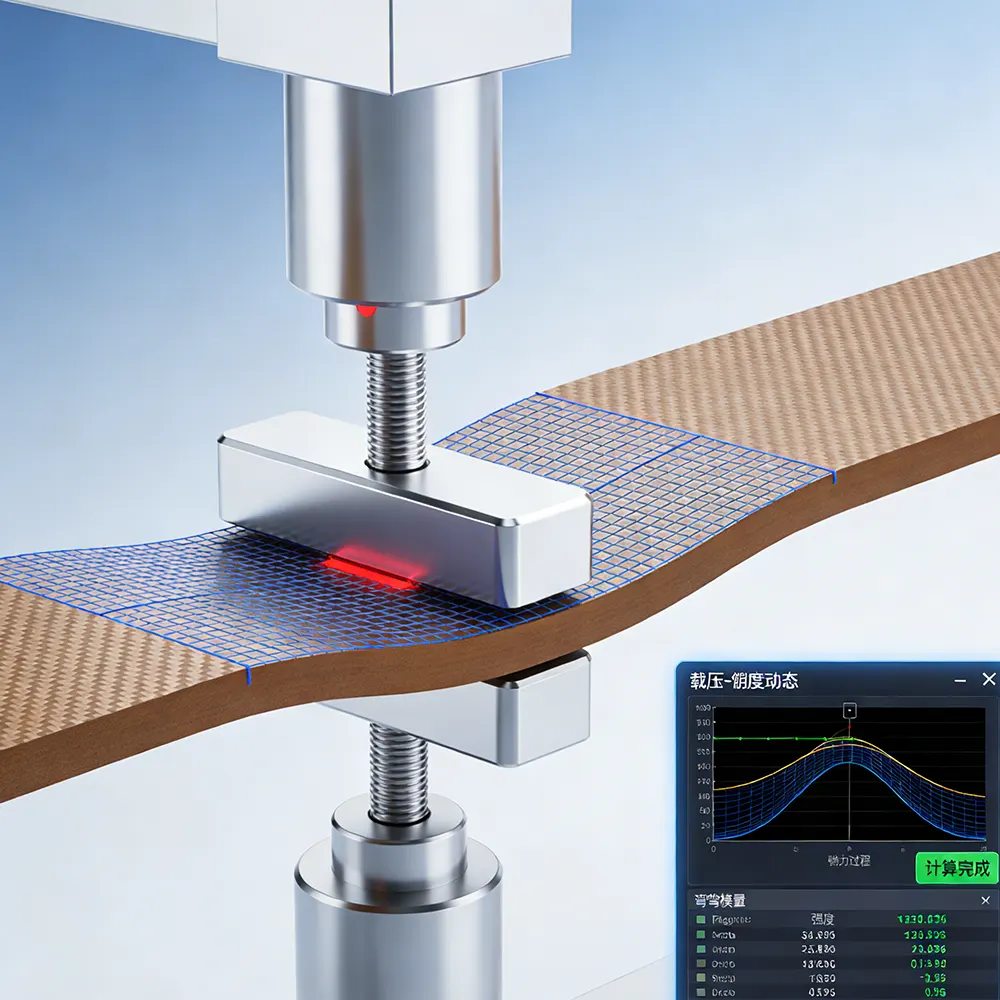 Flexure testing setup for measuring bending load and deflection
