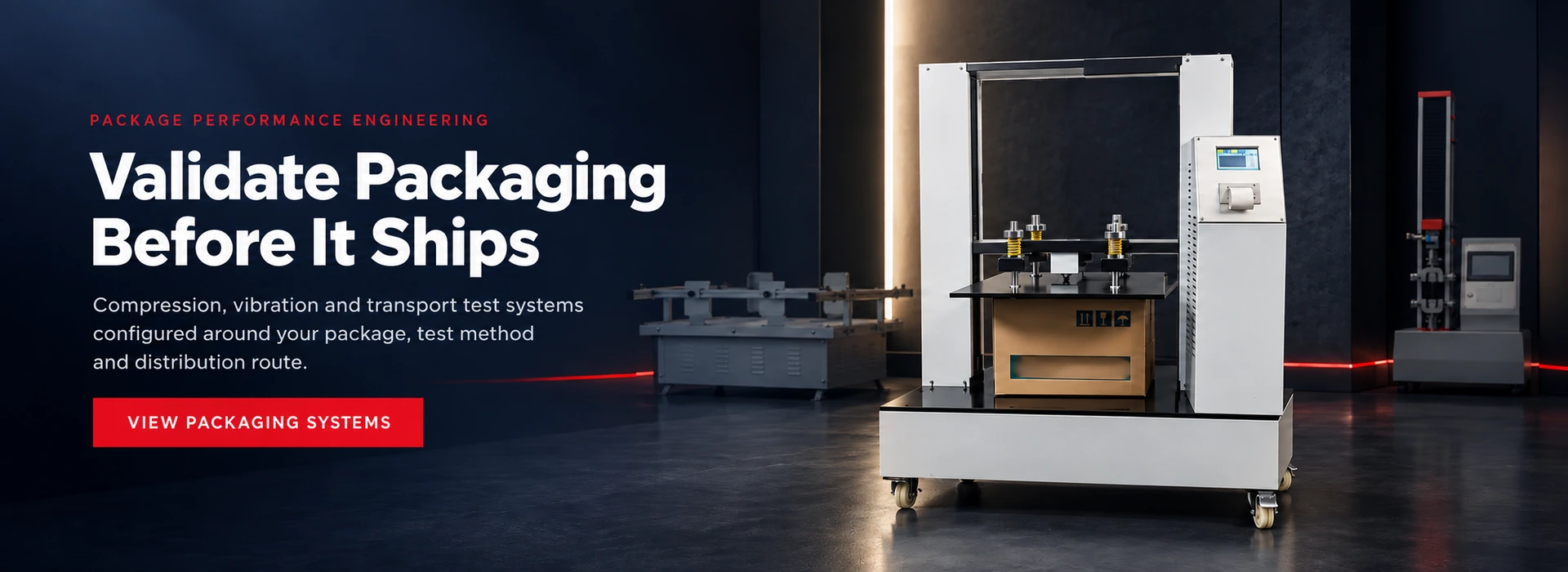 DERUI packaging validation systems for box compression, vibration and transport testing